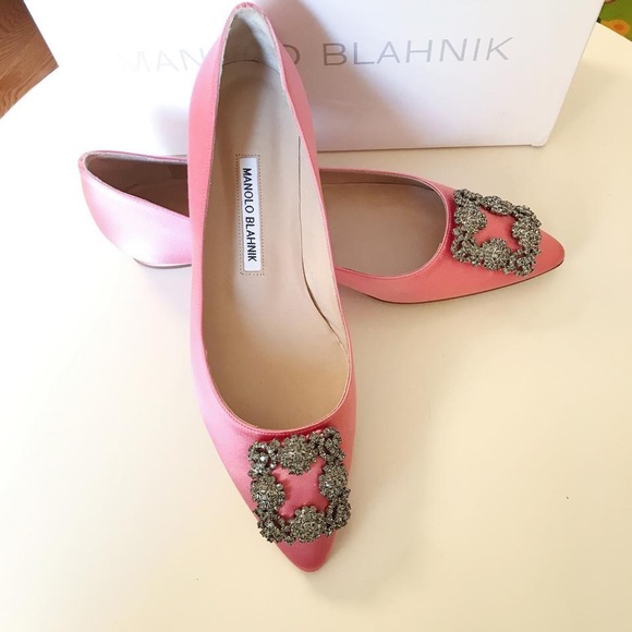 Manolo Blahnik Shoes - Manolo Blahnik Pink Satin Flats